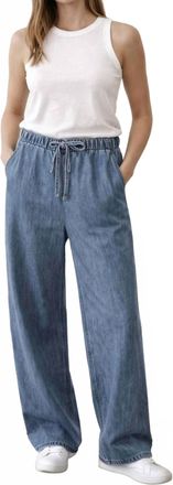 Elan Wide Leg Denim Jogger In Blue