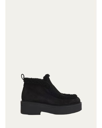 Gianvito Rossi Suede Shearling-Lined Ankle Boots