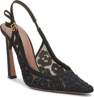 Dolce & Gabbana Embellished Lace Slingback Pump in Nero at Nordstrom, Size 8Us