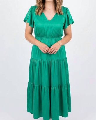 Wishlist Tiered Midi Dress In Emerald