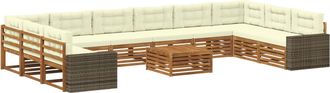 vidaXL Juegos De Sof&aacute;s 11 Uds. Madera De Acacia S&oacute;lida Vidaxl