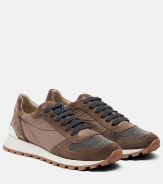 Brunello Cucinelli Monili suede-trimmed sneakers