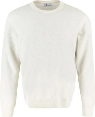 THE (ALPHABET) Geribbelde crew-neck wol-kasjmier trui - Heren - Cashmere truien - Beige - 2XL - Wol - Truien & Vesten