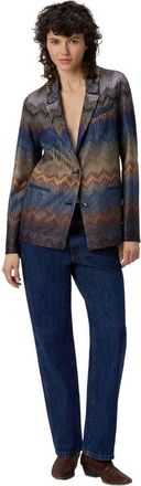 Missoni Single-breasted Blazer With Snake Pattern And Lam&eacute; Threads in Blue at Nordstrom, Size 42 It