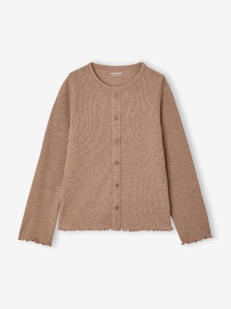 Vertbaudet M&auml;dchen Langarmshirt aus Rippjersey taupe