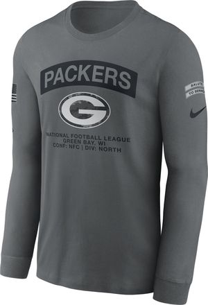 Nike Green Bay Packers Salute to Service Nike Mens NFL Long-Sleeve T-Shirt in Grey | NKAC0AIA2C-RFD
