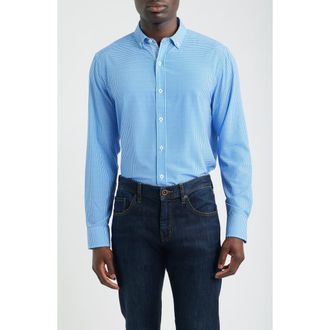 Johnston & Murphy XC+ Performance Game Day Gingham Button-Up Shirt in Royal at Nordstrom, Size Xx-Large