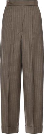 Max Mara Wijde Broeken - Dames - Wijde Broeken - Bruin - S - Wol - Broeken