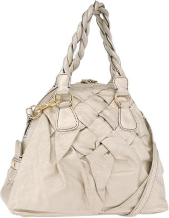 Valentino Pre-owned Vintage Hand Bag - Dames - Vintage Handtas - Beige - ONE Size - Leer - Vintage