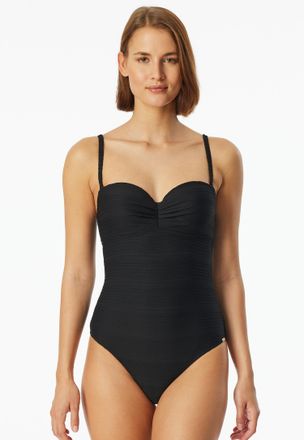 Schiesser Badeanzug SCHIESSER Aqua, Damen, Gr. 38, Cup C, schwarz, Obermaterial: 82% Polyamid, 18% Elasthan, unifarben, Badeanz&uuml;ge Badeanzug, mit feiner Streife