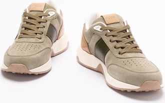 Tod's Tods Low-Top Sneaker - Calf Leather Sneakers With Suede Panels - Gr. 6_5 - in Grün - für Damen