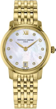 Frederique Constant Classics Slimline Quartz Diamond Ladies Watch FC-220MPWD1S25B