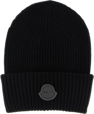 Moncler Black Textured Beanie Cap