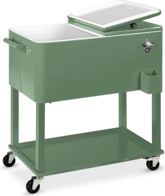 Best Choice Products 80qt Steel Rolling Cooler Cart w/ Bottle Opener, Catch Tray, Drain Plug, Locking Wheels