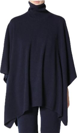 Sminfinity Oversized Turtle Neck Cape Jumper - Dames - Ponchos - Blauw - Xs/S - Jassen