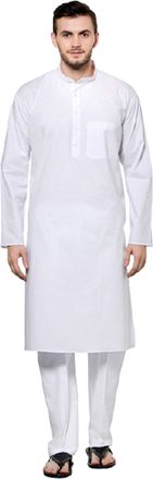 Generic Shiksha International Industries MenS Tunic Cotton Kurta Pajama,Ethnic Wear, Indian Traditional Dress Set (42) White, White, 42