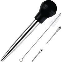 OEM Bulbo De Jugo De Acero Inoxidable Y Caucho Apto Para Uso Alimentario Con Inyector De Adobo Y Cepillo Para Una F&aacute;cil Limpieza - Crezuo