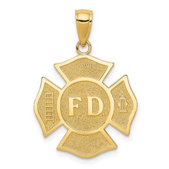 Diamond2Deal 10k Yellow Gold Fire Dept. Maltese Cross Pendant