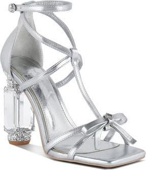 London Rag Affluence Crystal T-Strap Sandal in Silver at Nordstrom Rack, Size 9