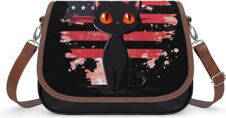 Generic U.S Flag Cat Crossbody Bags for Women Shoulder Messenger Bag Purse Handbags