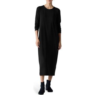 Eileen Fisher Long Sleeve Maxi Dress in Black at Nordstrom, Size Xx-Small
