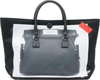 Maison Margiela micro 5AC trompe-loeil top-handle bag - unisex - Polyester/Cotton/Calf Leather/Cotton/Calf Leather - One Size - Black