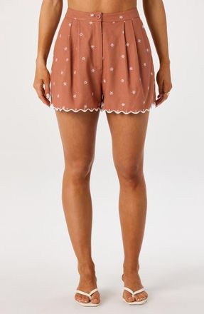 ASTR the Label Justina Embroidered Shorts in Sienna at Nordstrom, Size X-Large