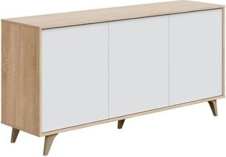 Mirakemueble Mirakemueble - Aparador Kikua Plus Blanco Artik (blanco Mate) - Roble Canadian 154cm (ancho) X 75cm (alto)