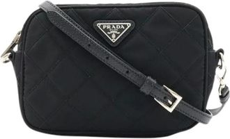 Prada Pre-owned Stoff Leren Schoudertas - Dames - Vintage Schoudertas - Zwart - ONE Size - Leer - Vintage