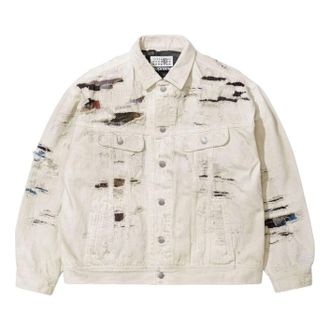 SUPREME x MM6 Maison Margiela Distressed Selvedge Denim Trucker Jacket White SUP-SS26-106-WHT