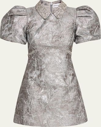 Rebecca Vallance Sterling Diamante Metallic Jacquard Mini Dress
