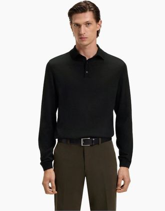 HUGO BOSS Mens Lancione Long Sleeve Polo - Black - Size: 42