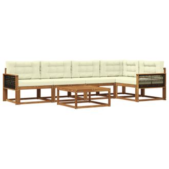 vidaXL Conjunto De Sof&aacute;s De Exterior Con Coj&iacute;n 6 Pcs Natural Y Crema Vidaxl