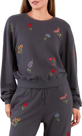 BILLY T Flower Burst Embroidered Cotton Graphic Sweatshirt in Iron Gate at Nordstrom, Size X-Small
