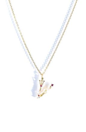 Girls Crew Flutterfly Initial Necklace in Gold at Nordstrom