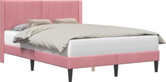 vidaXL Estructura De Cama Con Cabecera Rosa 140 X 190 Cm Terciopelo Vidaxl