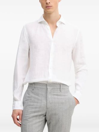 Joop long-sleeve linen shirt - men - Linen/Flax - 44 - White
