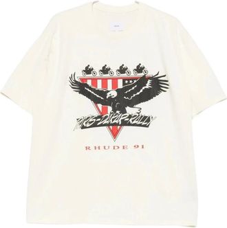 Rhude Tops, Heren, Wit, S, Katoen, Stage Racing Tee Vtg