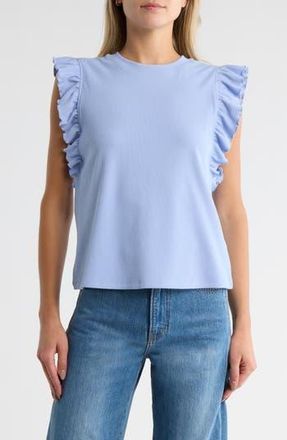 Melrose and Market Ruffle Cap Sleeve Top in Blue Serenity at Nordstrom Rack, Size Medium