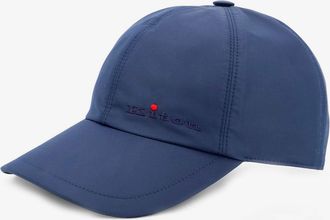 Kiton Mens Nylon Hat With Embroidered Logo Blue