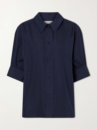 Jil Sander Camicia In Popeline Di Cotone Con Arricciature - Blu