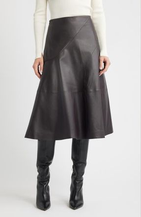 BOSS Sevani A-Line Leather Skirt in Dark Carmine at Nordstrom, Size 4