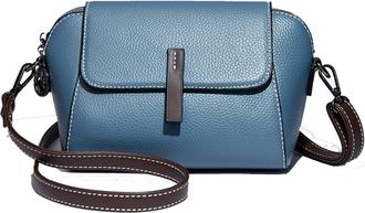 Generic Small Crossbody Bag for Women Genuine Leather Purse Handbags Fashion Casual Shoulder Bags with Side Pockets (Blue)