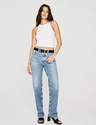 AG - Adriano Goldschmied Ezzra Boyfriend Jeans Womens Blue Straight Leg FROG176