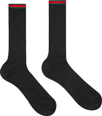 Gucci Cotton-Blend Web Socks, Size Medium