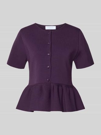 Rich & Royal Cardigan aus Viskose-Mix mit Sch&ouml;&szlig;chen in Aubergine, Gr&ouml;&szlig;e XL
