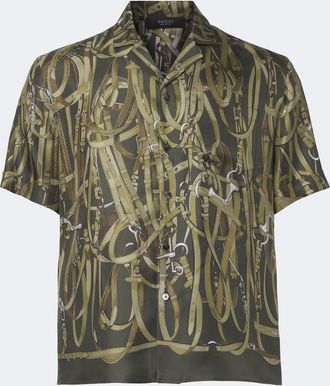 Gucci Camicia bowling in twill di seta con stampa
