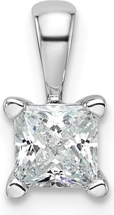 Diamond2Deal 14k White Gold 1/2 Ct Princess Lab Grown Diamond Pendant Necklace 18 Clarity VS, Color G-H