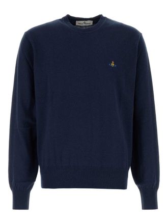 Vivienne Westwood Navy Blue Cotton Cashmere Blend Crew Neck Sweatshirt