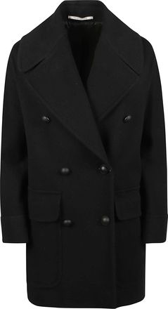 Tagliatore Lillian Double-Breasted Black Virgin Wool-Cashmere Coat